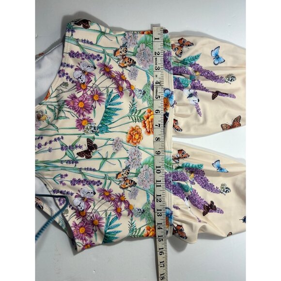 Retro Style Beige 1960s Butterfly Halter One-Piece Bikini Set - Picture 7 of 7